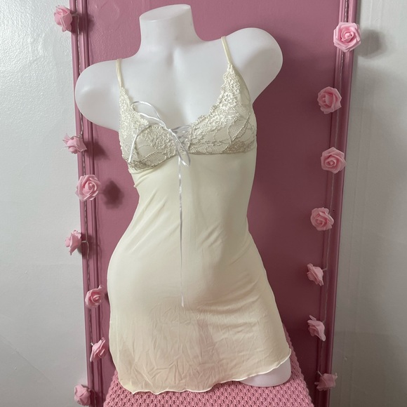 🌷 small - night dress lingerie pajama nuisette jaquette sleepwear - beige - Picture 1 of 6